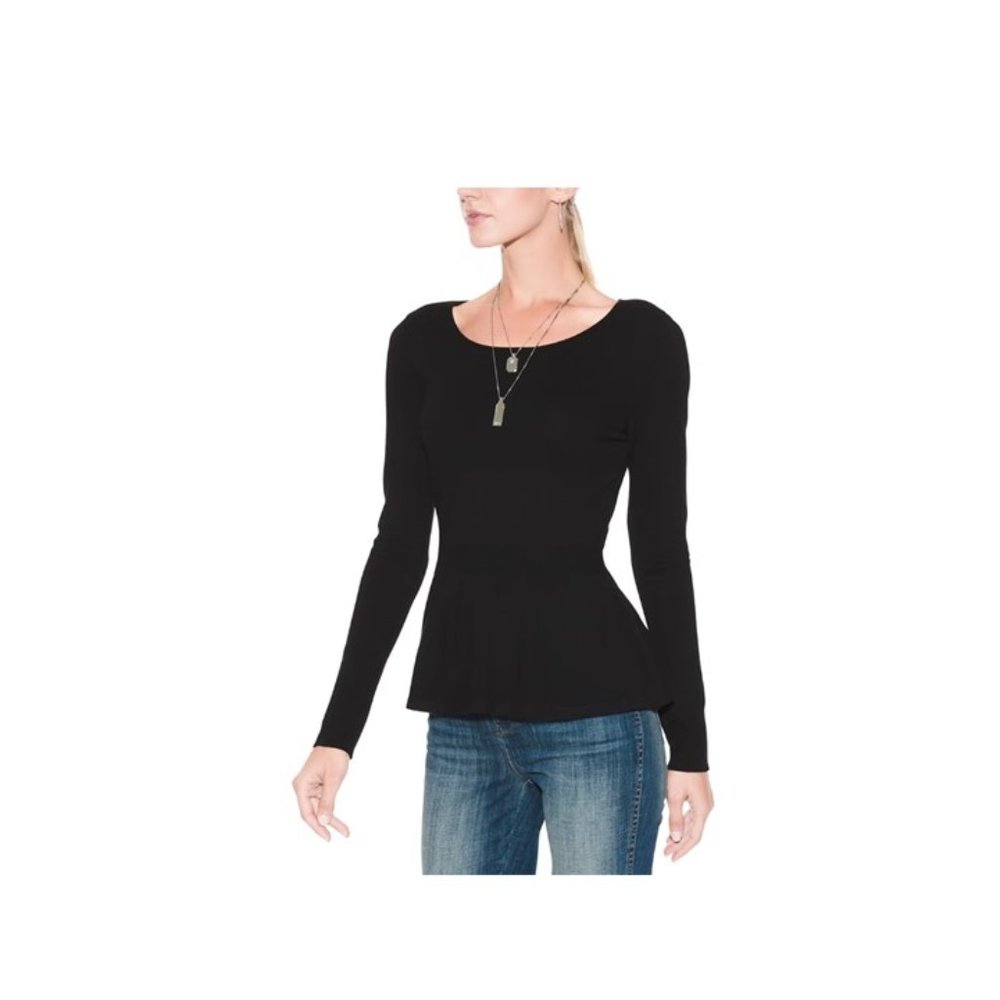 WHBM Keyhole-Back Peplum Pullover Sweater
